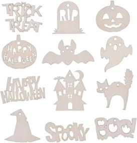 img 1 attached to 🎃 Halloween Wood Craft Kit: DIY Arts & Crafts Ornaments for Kids, Homeschool, Parties & More