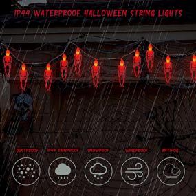 img 2 attached to Spooky Halloween Skeleton Decoration String Lights for Haunted Houses - 10ft, Waterproof, Battery Operated, with Remote Control - Perfect for Indoor and Outdoor Use to Create a Chilling Halloween Horror Atmosphere (Red)