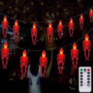 spooky halloween skeleton decoration string lights for haunted houses - 10ft, waterproof, battery operated, with remote control - perfect for indoor and outdoor use to create a chilling halloween horror atmosphere (red) логотип