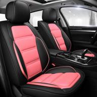 🚗 universal car seat cover set for women and men - complete 5-seat protection in black/pink, featuring leather and mesh fibers logo