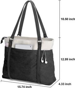 img 2 attached to Lightweight Splice Canvas 15.6 Inch Women's Laptop Tote Bag for Work: Handbag Purse