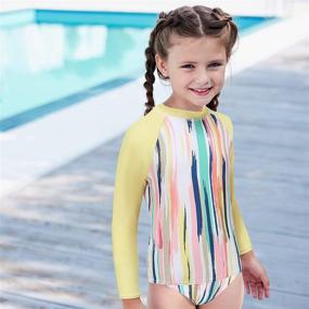 img 2 attached to 👙 Kids Two Piece Rash Guard Swimsuits Set - Long Sleeve Bathing Suit with UPF 50+ Sun Protection - Girls' Sunsuits Swimwear Set