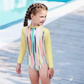 img 1 attached to 👙 Kids Two Piece Rash Guard Swimsuits Set - Long Sleeve Bathing Suit with UPF 50+ Sun Protection - Girls' Sunsuits Swimwear Set