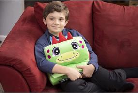 img 3 attached to 🦕 Plush Play Pillow - Danny The Dinosaur - with Built-in Shelf for Devices or Books - Large Storage Pockets - Snuggly & Soft - MyPadimals