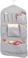 🎁 mdesign soft fabric gift organizer - hanging with easy-view clear panels, 11 pockets, stores long rolls of gift wrap - gray logo