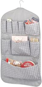 img 4 attached to 🎁 mDesign Soft Fabric Gift Organizer - Hanging with Easy-View Clear Panels, 11 Pockets, Stores Long Rolls of Gift Wrap - Gray