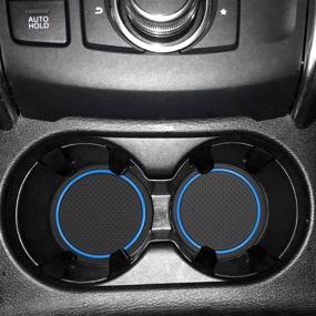 img 1 attached to 🚘 18 шт. аксессуаров Mazda CX-5 / CX5 2017-2022 - Антипыльные коврики - индивидуальная посадка для отсеков дверей, держателей для чашек и центральной консоли - Синие - Обновление автомобильного интерьера