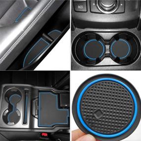 img 4 attached to 🚘 18 шт. аксессуаров Mazda CX-5 / CX5 2017-2022 - Антипыльные коврики - индивидуальная посадка для отсеков дверей, держателей для чашек и центральной консоли - Синие - Обновление автомобильного интерьера