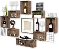 🍷 efficient storage solution: wallniture rustic wine rack storage baskets wall mount wooden crates walnut set of 9 логотип