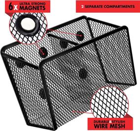img 3 attached to 📎 Workablez Magnetic Pencil Holder - 2 Spacious Compartments Magnetic Storage Basket Organizer - Enhanced Magnetic Strength - Ideal Mesh Pen Holder for Whiteboard, Locker Accessories…
