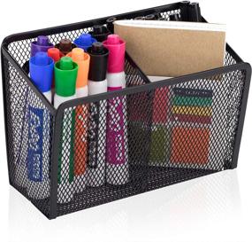 img 4 attached to 📎 Workablez Magnetic Pencil Holder - 2 Spacious Compartments Magnetic Storage Basket Organizer - Enhanced Magnetic Strength - Ideal Mesh Pen Holder for Whiteboard, Locker Accessories…