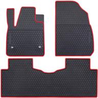 🚗 all-weather heavy-duty car floor mats for 2017-2021 cadillac xt5, 2017-2020 gmc acadia & 2019-2021 chevrolet blazer | rubber black red front & 2nd seat liners by san auto - odorless logo