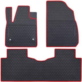 img 4 attached to 🚗 All-Weather Heavy-Duty Car Floor Mats for 2017-2021 Cadillac XT5, 2017-2020 GMC Acadia & 2019-2021 Chevrolet Blazer | Rubber Black Red Front & 2nd Seat Liners by SAN AUTO - Odorless