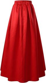 img 3 attached to 💃 Stylish and Comfortable: VETIOR Women's Elastic High Waist A-line Flared Maxi Skirt