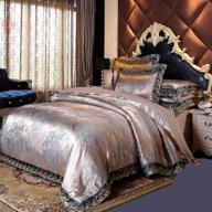 🛏️ pyclife elegant european paisley damask design fabric jacquard weave duvet cover 3 piece quilt cover bedding set - grey, king (comforter not included) logo