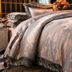 img 3 attached to 🛏️ PYCLIFE Elegant European Paisley Damask Design Fabric Jacquard Weave Duvet Cover 3 Piece Quilt Cover Bedding Set - Grey, King (Comforter Not Included)