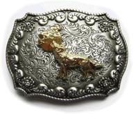 western buckle with golden wolf howling logo