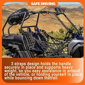 img 1 attached to 🔒 PLUSUTV Triple Strap Roll Bar Grab Handles for Polaris Ranger, Honda Pioneer, Yamaha YXZ, and More - Secure Grip for UTV & ATV - Fits 1.75 to 2 Inch Bars