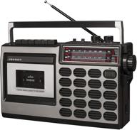 📻 crosley ct100b-si: ретро портативный кассетный плеер с bluetooth, am/fm радио и встроенным микрофоном - серебро логотип