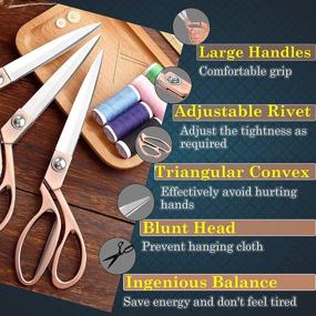 img 2 attached to 🌹 XINYANG 10.5'' Tailor Scissors: Heavy Duty Stainless Steel Multipurpose Clothing Shears in Rose Gold