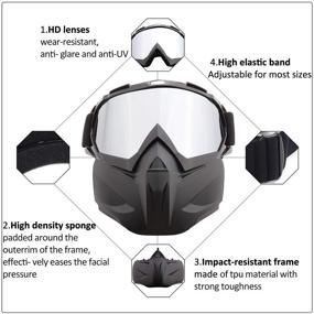 img 3 attached to 🏍️ High-performance SPOSUNE Motorcycle Goggles with Detachable Face Mask: Protect Your Eyes and Face during ATV, Dirt Bike, and Paintball Activities - Anti-Scratch UV400 Eyewear for Men and Women