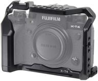 fujifilm x-t4 camera cage for vlogging and filmmaking with cold shoe, thread holes, and locating hole logo