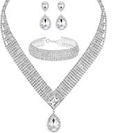 свадебный комплект украшений для вечеринки: ринестоновая диадема, ожерелье, браслет, серьги с кристаллами и ринестоновая сумочка для женщин. логотип