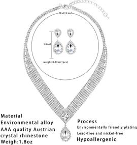 img 3 attached to Свадебный комплект украшений для вечеринки: ринестоновая диадема, ожерелье, браслет, серьги с кристаллами и ринестоновая сумочка для женщин.
