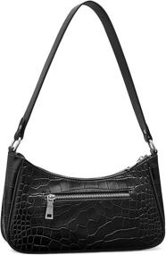 img 4 attached to 👜 S-ZONE Women's Small Leather Shoulder Bag - Retro Classic Clutch Purse Y2K Mini Tote Handbag with Crocodile Pattern