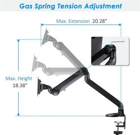 img 2 attached to 💻 Aluminum Single Monitor Arm, Full Motion Gas Spring Adjustable Mount - Ergonomic VESA Desktop Clamp for LCD Computer Screens up to 32 inch - Holds up to 19.8 lbs