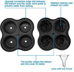 img 2 attached to Ice Cube Tray, CAMKYDE 2.5 Inch Rose Ice Cube Trays, 4 Cavity Silicone Rose Ice Ball Maker Mold, Easy Release Large Ice Cube Mold for Whiskey, Cocktails, Bourbon, Juice (Black)