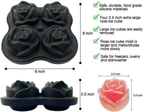 img 3 attached to Ice Cube Tray, CAMKYDE 2.5 Inch Rose Ice Cube Trays, 4 Cavity Silicone Rose Ice Ball Maker Mold, Easy Release Large Ice Cube Mold for Whiskey, Cocktails, Bourbon, Juice (Black)