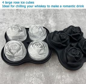 img 1 attached to Ice Cube Tray, CAMKYDE 2.5 Inch Rose Ice Cube Trays, 4 Cavity Silicone Rose Ice Ball Maker Mold, Easy Release Large Ice Cube Mold for Whiskey, Cocktails, Bourbon, Juice (Black)