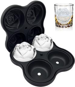 img 4 attached to Ice Cube Tray, CAMKYDE 2.5 Inch Rose Ice Cube Trays, 4 Cavity Silicone Rose Ice Ball Maker Mold, Easy Release Large Ice Cube Mold for Whiskey, Cocktails, Bourbon, Juice (Black)