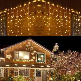 img 4 attached to 🎄 640 LED Christmas Icicle Lights - 65.6ft Indoor/Outdoor Fairy String Lights for Bedroom, Window, Party Decoration - 8 Modes, Warm White