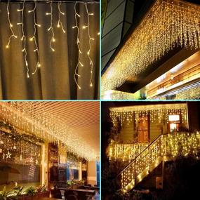 img 3 attached to 🎄 640 LED Christmas Icicle Lights - 65.6ft Indoor/Outdoor Fairy String Lights for Bedroom, Window, Party Decoration - 8 Modes, Warm White