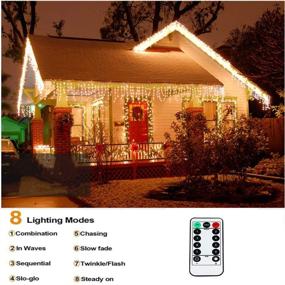 img 1 attached to 🎄 640 LED Christmas Icicle Lights - 65.6ft Indoor/Outdoor Fairy String Lights for Bedroom, Window, Party Decoration - 8 Modes, Warm White