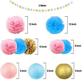 img 2 attached to Search Engine Optimized Gender Reveal Party Decoration Supplies: Baby Blue and Pink Paper Lantern Tissue Pom Poms Flowers for Birthday, Wedding, Bachelorette, Baby Shower Party Decorations