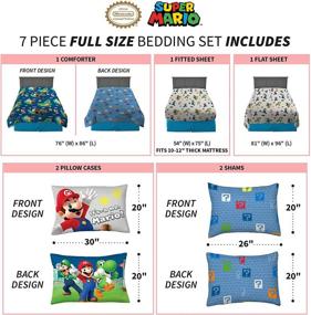 img 1 attached to 🛏️ Super Soft Comforter and Sheet Set with Sham, 7 Piece Full Size, Mario - Franco Kids Bedding