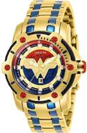 ⌚️ invicta women's dc comics watch: gold and blue stainless steel quartz timepiece (model 26839) logo
