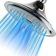 🚿 hotel spa ultra-luxury extra-large 8 inch chrome face 5-setting rainfall led shower-head: automatic color-changing led lights reflecting water temperature logo