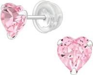 💎 hypoallergenic 925 sterling silver heart shaped crystal stud earrings - aube jewelry - gorgeous & comfortable for girls and women logo