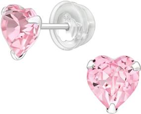 img 4 attached to 💎 Hypoallergenic 925 Sterling Silver Heart Shaped Crystal Stud Earrings - AUBE JEWELRY - Gorgeous & Comfortable for Girls and Women