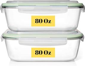 img 2 attached to Razab 10 Cups/ 80 Oz 4 Pc Glass Food Storage Containers – Airtight 🍱 Locking Lids for Storing & Serving Food. BPA Free, Leak Proof, Microwave & Dishwasher Safe