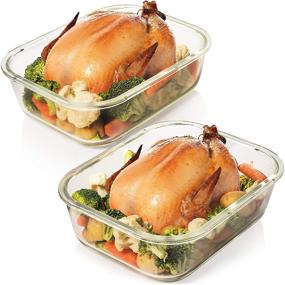 img 4 attached to Razab 10 Cups/ 80 Oz 4 Pc Glass Food Storage Containers – Airtight 🍱 Locking Lids for Storing & Serving Food. BPA Free, Leak Proof, Microwave & Dishwasher Safe