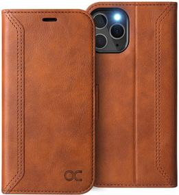 img 4 attached to 📱 OCASE Retro Series iPhone 12 Pro Max Case | Card Slots | RFID Blocking | Shockproof TPU Inner Shell | Kickstand | PU Leather Flip Folio Phone Cover (6.7 Inch, Brown)