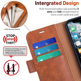 img 2 attached to 📱 OCASE Retro Series iPhone 12 Pro Max Case | Card Slots | RFID Blocking | Shockproof TPU Inner Shell | Kickstand | PU Leather Flip Folio Phone Cover (6.7 Inch, Brown)