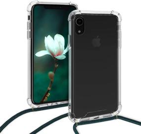 img 1 attached to 📱 Transparent/Dark Green Crossbody Case for Apple iPhone XR - Clear TPU Cover with Lanyard Cord Strap