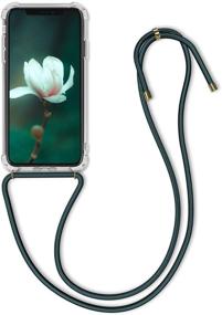 img 4 attached to 📱 Transparent/Dark Green Crossbody Case for Apple iPhone XR - Clear TPU Cover with Lanyard Cord Strap