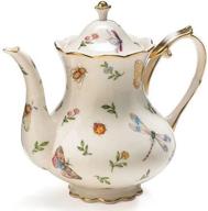 🦋 dragonfly porcelain teapot with butterfly trim logo